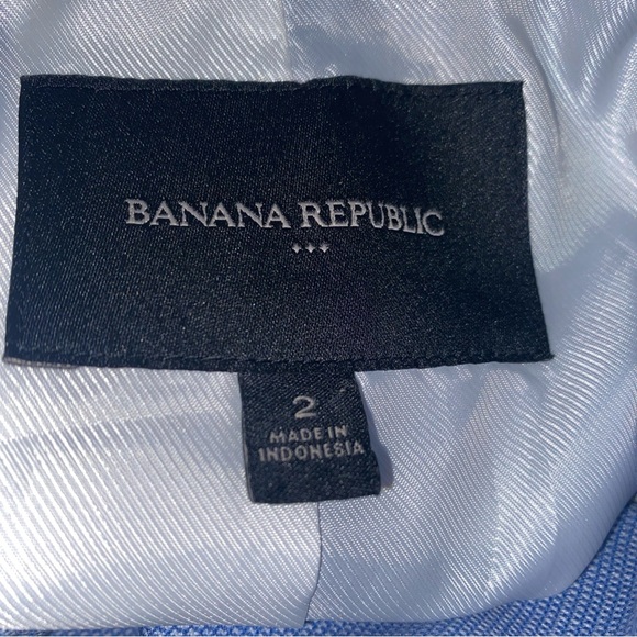 NWOT Banana Republic Classic Fit Chambray Blue Micro Plaid Blazer Sz 2 - Picture 14 of 16